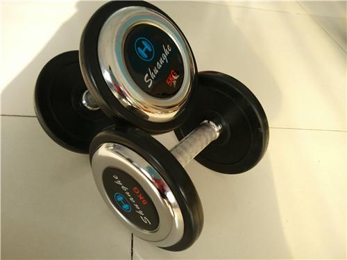 厂家供应5-50kg镀铬包胶哑铃双合健身器材